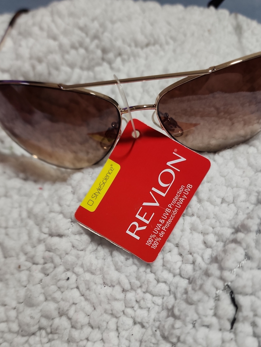 Revlon Gold-Tone Aviator Sunglasses with Brown Gradient Lenses